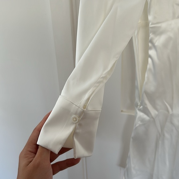 NWT Commense White Satin Long Sleeve Dress XS - Picture 3 of 7